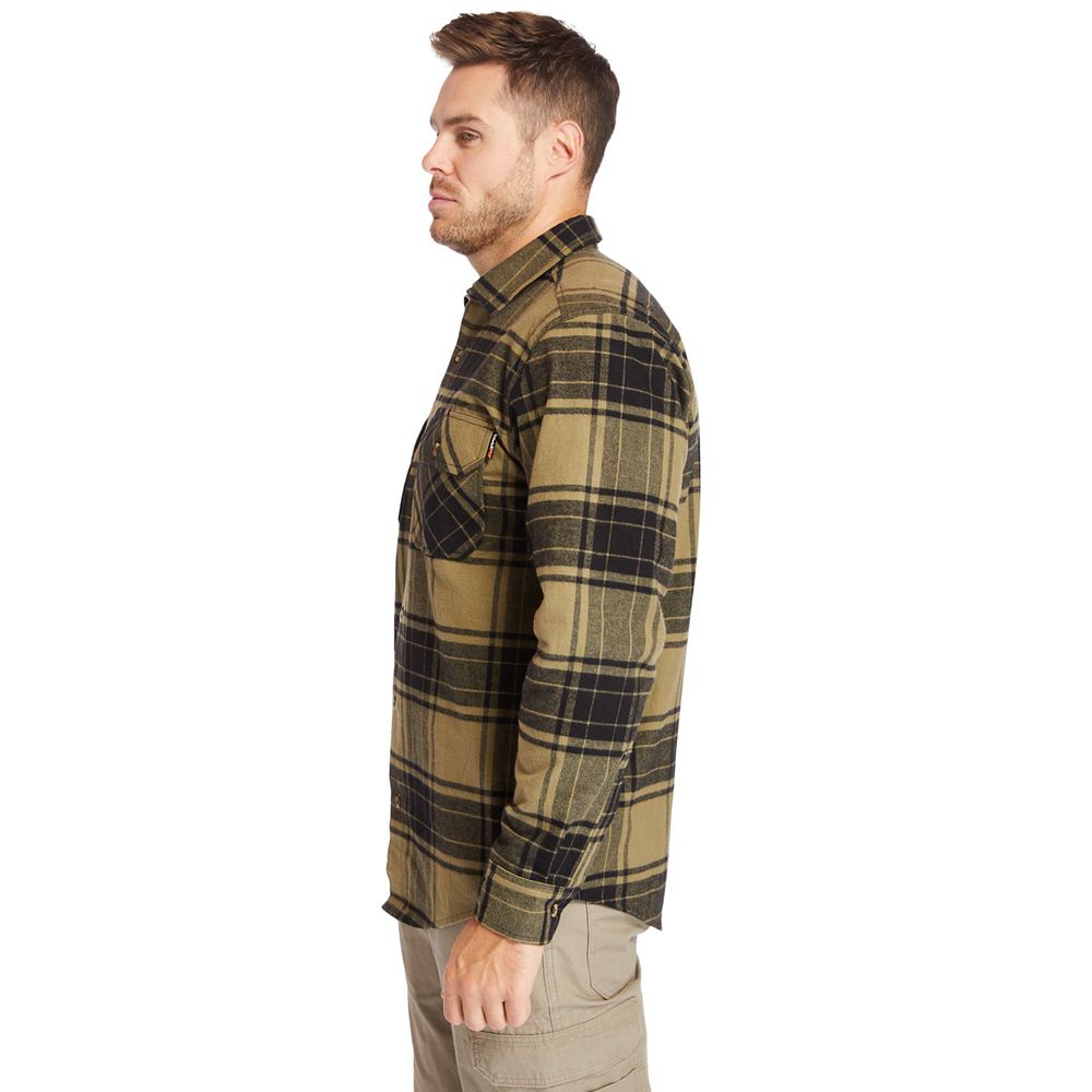 Timberland Mens Shirts PRO® Woodfort Heavyweight Flannel Work - Olive - India WD4728319